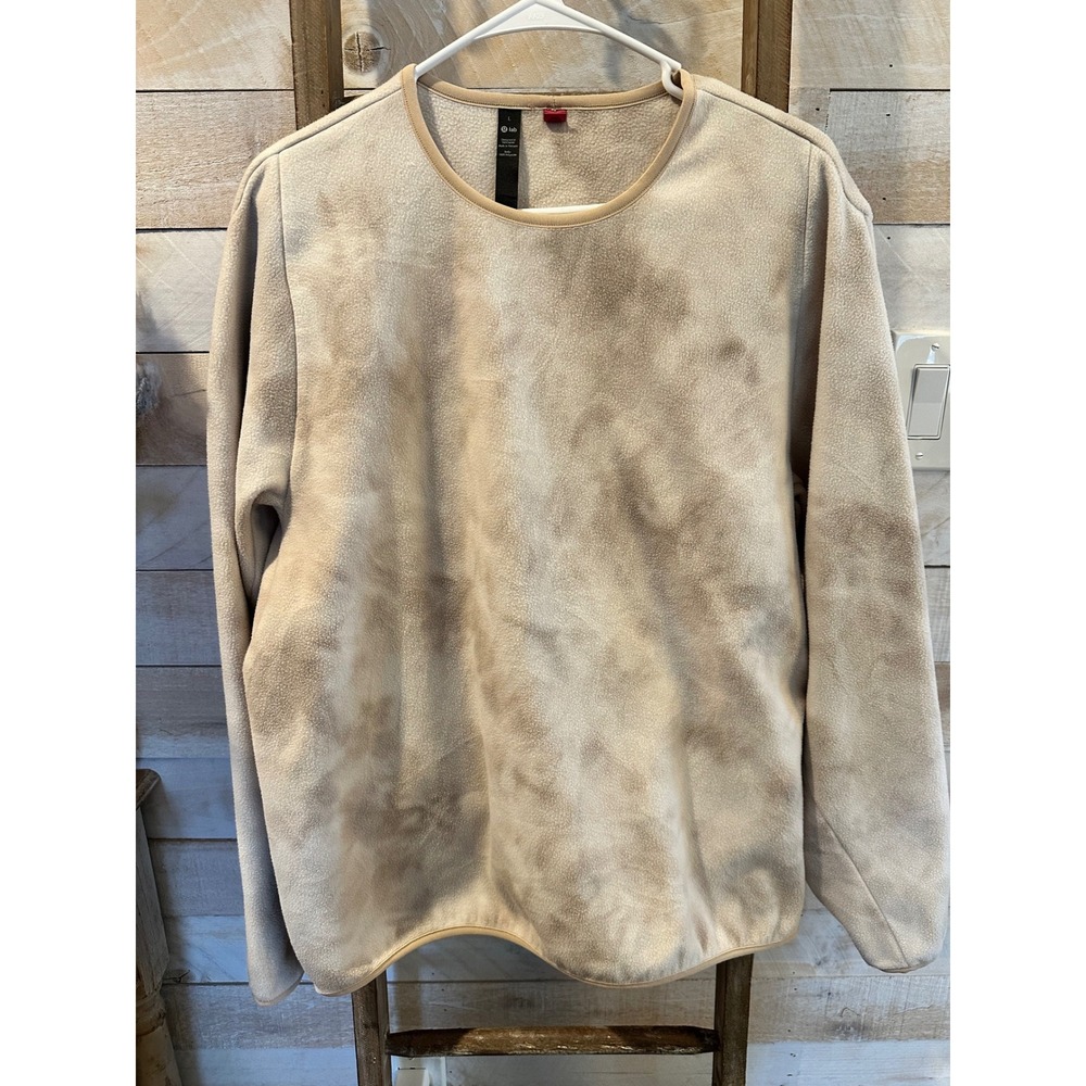 Lululemon Lab Fleece Sweatshirt Tan Cream Tie Dye Crew Neck Mens Large